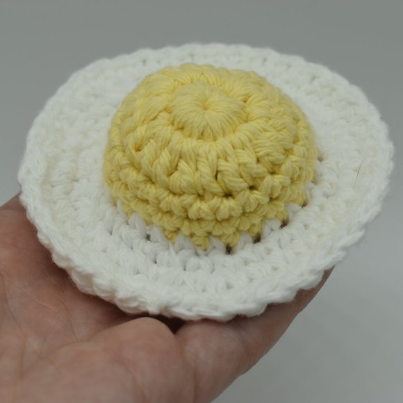 Handcrafted Crochet Fried Egg catnip toy